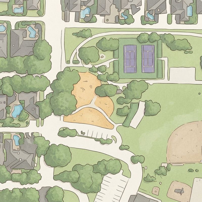 Illustrated map of Rose Haggar Park