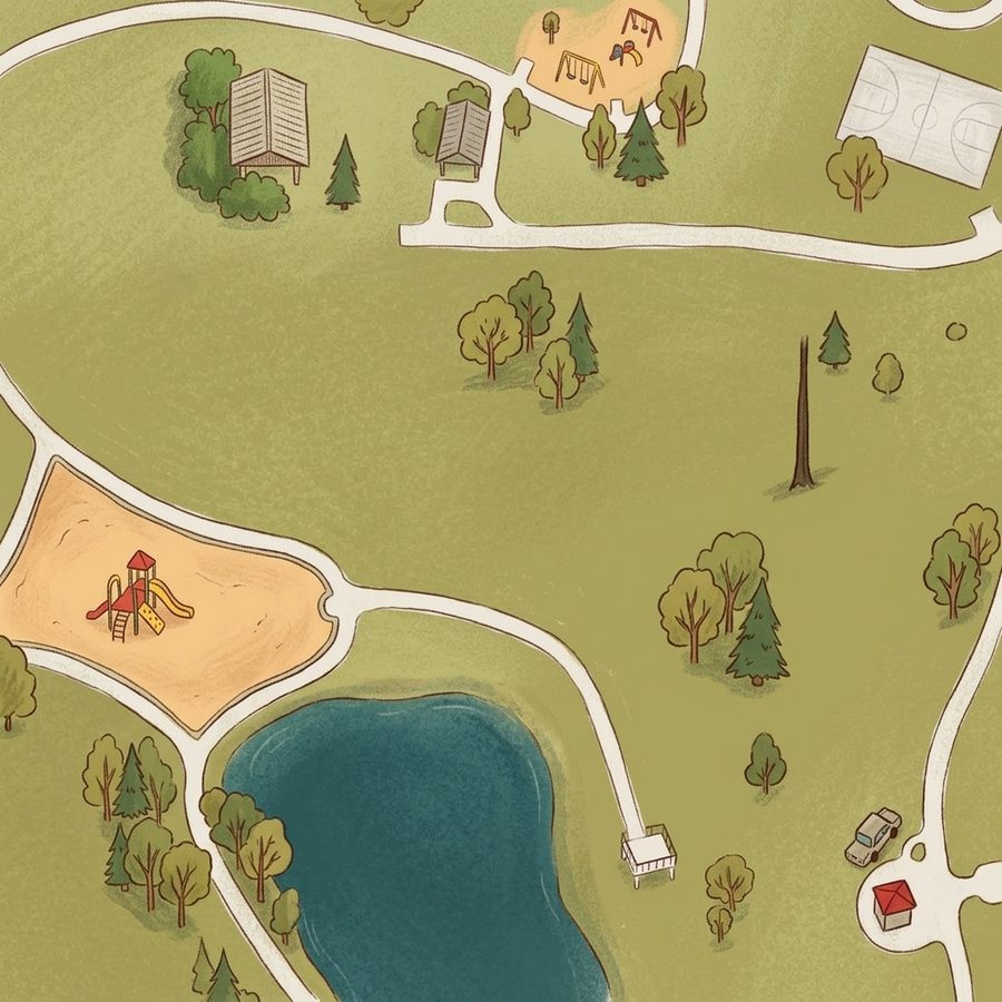 Illustrated map of Roxborough Community Park
