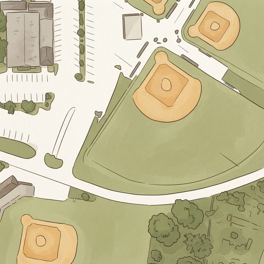 Illustrated map of Roy Ybarra Sports Complex