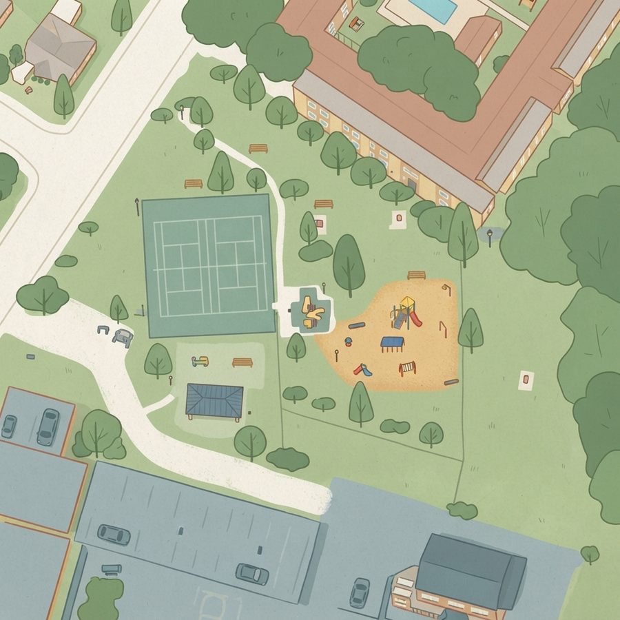 Illustrated map of Royalgate Park