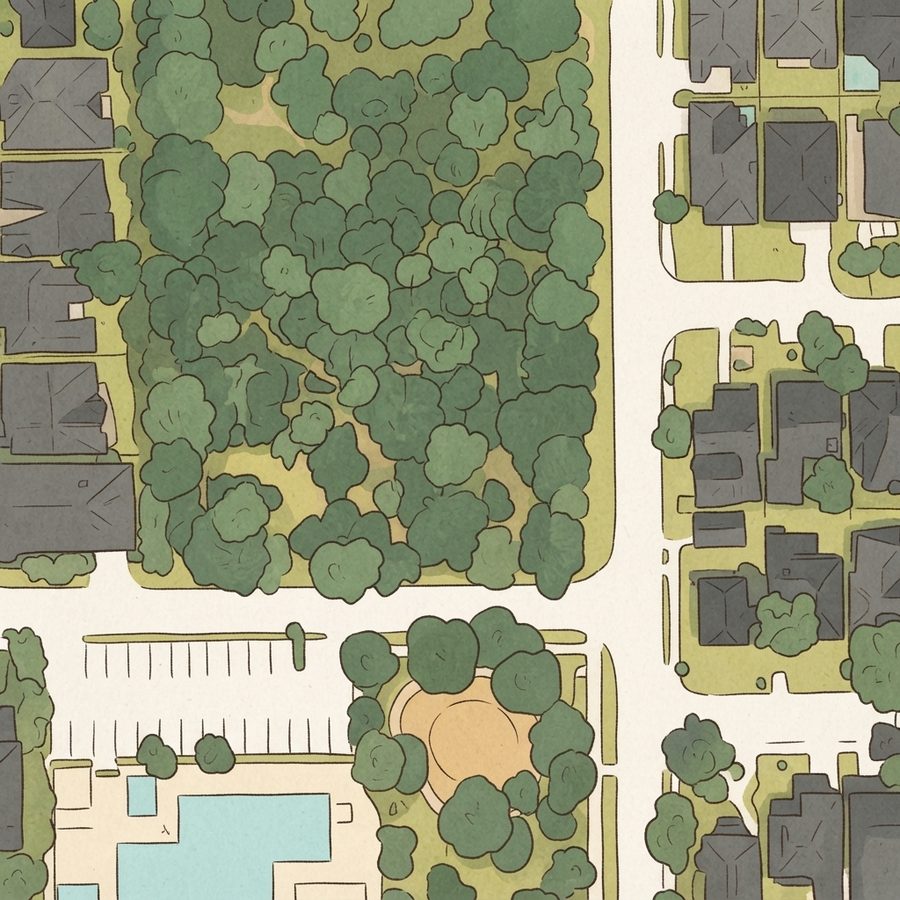 Illustrated map of Russ Pitman Park