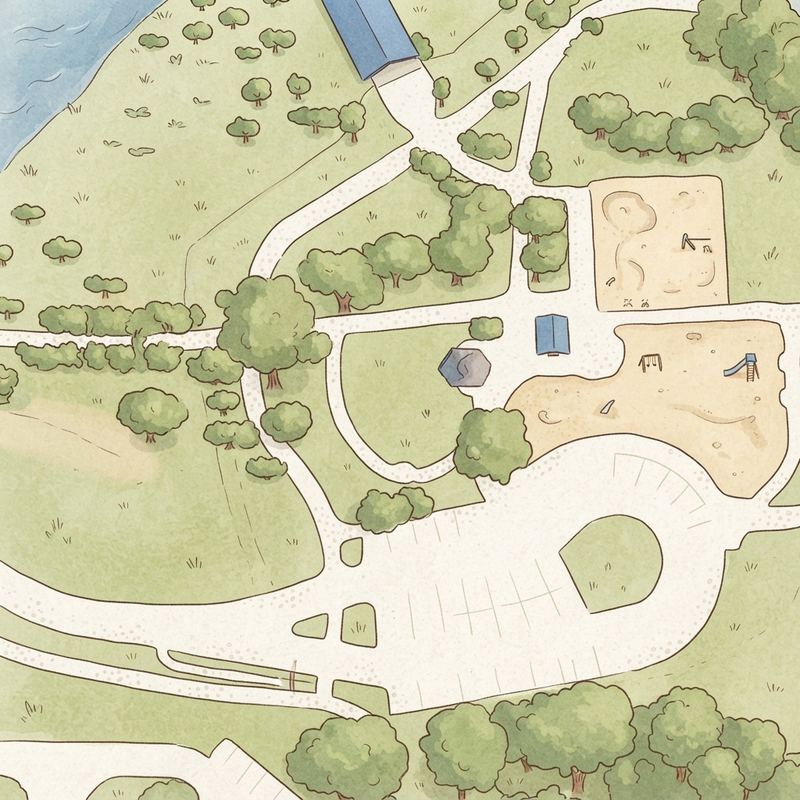 Illustrated map of Russell Creek Pavilion