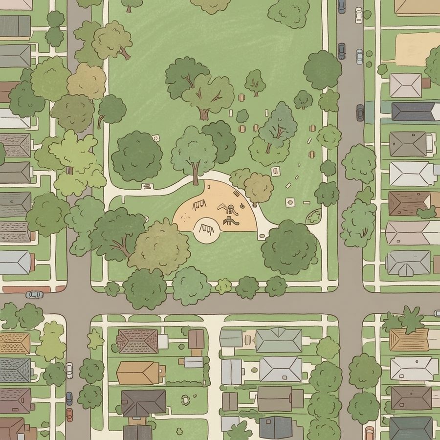 Illustrated map of Russell Square Park Play Ground