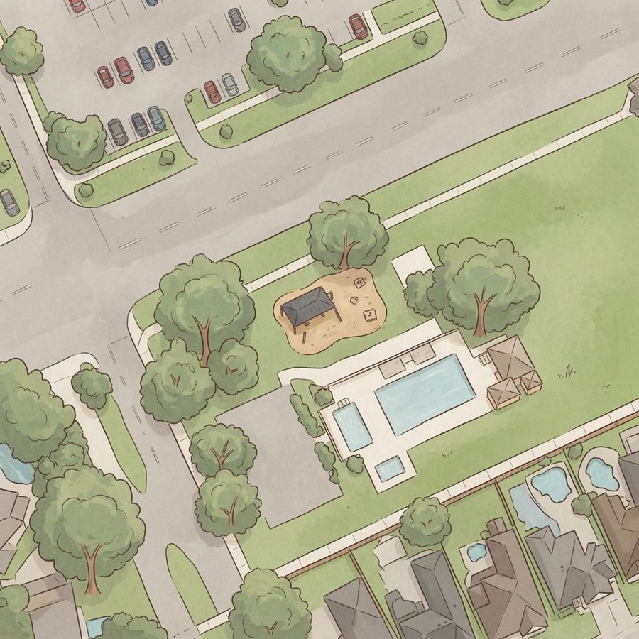 Illustrated map of Rustic Oaks HOA Park