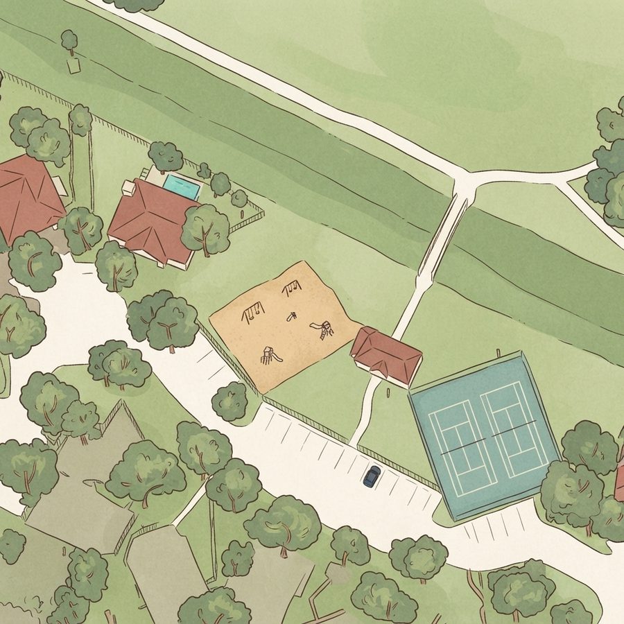 Illustrated map of Rustic Oaks Park