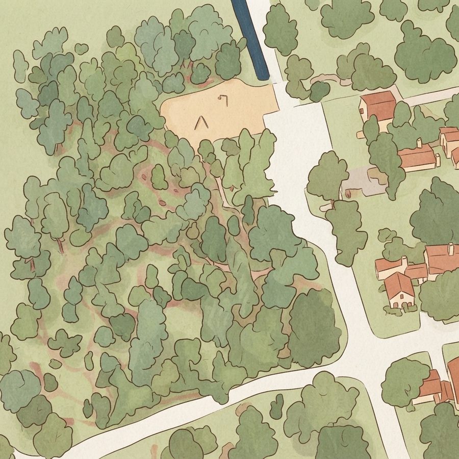Illustrated map of Rustling Elms Park