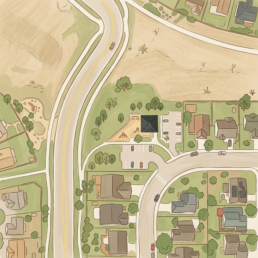Illustrated map of Saddle Rock Ridge Covered Playground