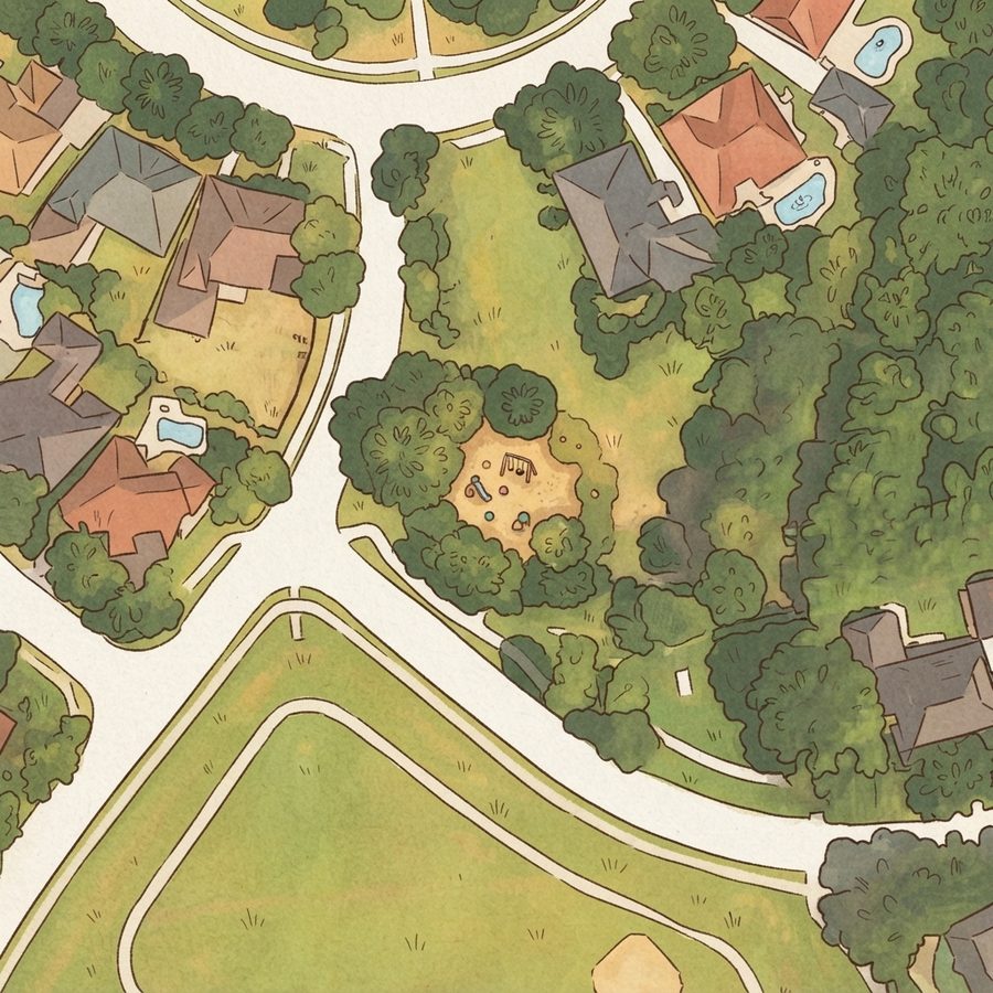 Illustrated map of Saddlebrook Crossing Playground