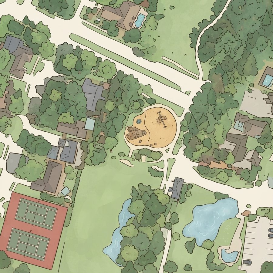 Illustrated map of Saddlebrook Park