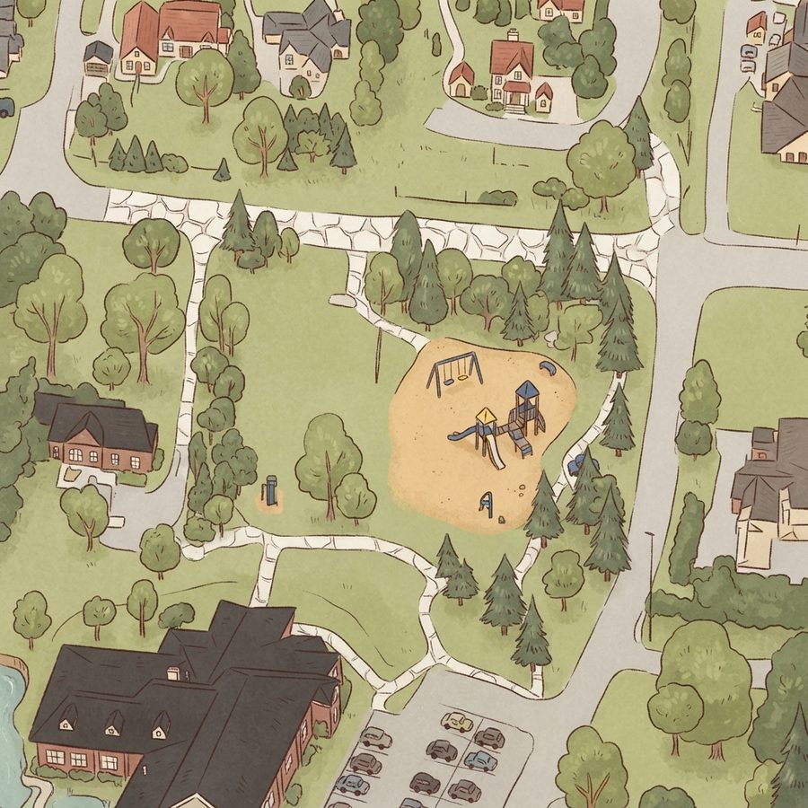 Illustrated map of Sally Beaman Park