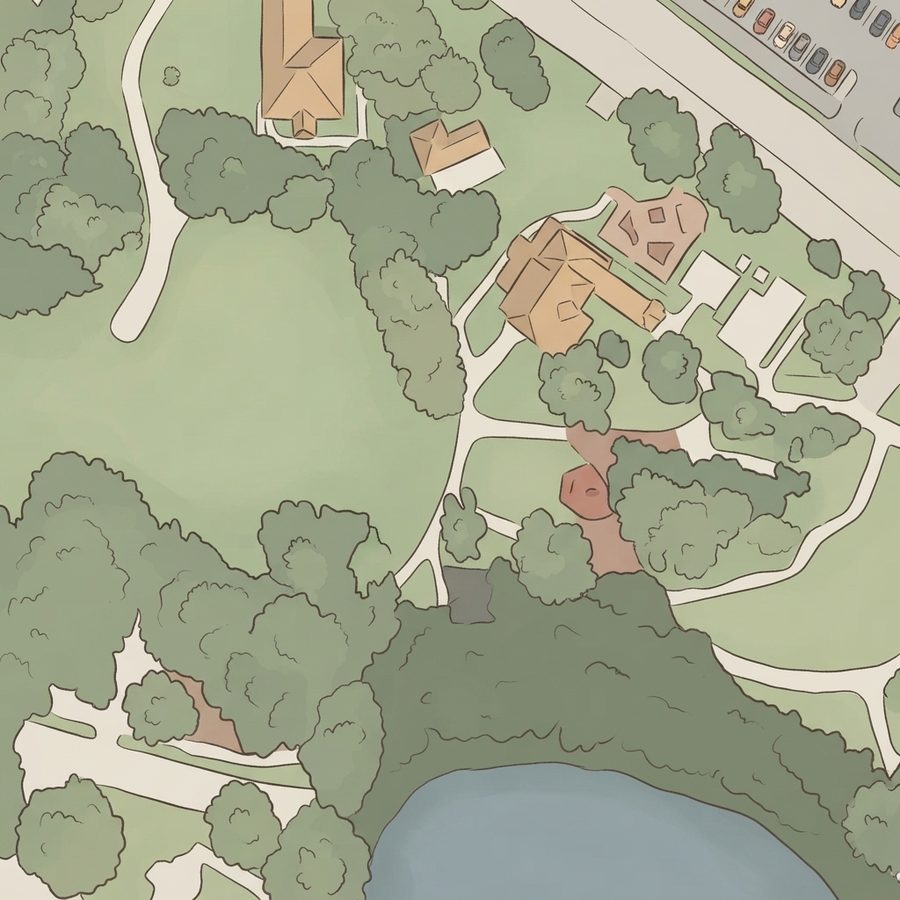 Illustrated map of Sam Houston Park