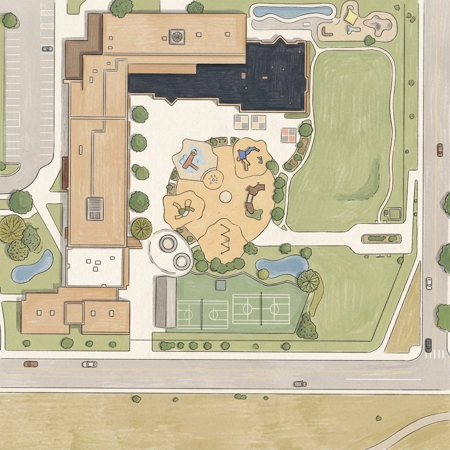 Illustrated map of Sanderson Gulch Park & Trail