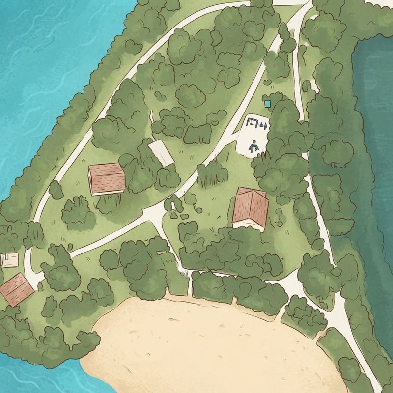 Illustrated map of Sandy Beach at Oleta River State Park