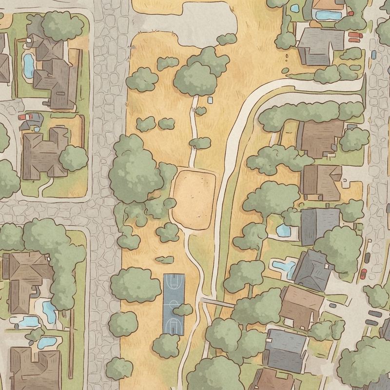 Illustrated map of Sandy Lake Cricket Ground