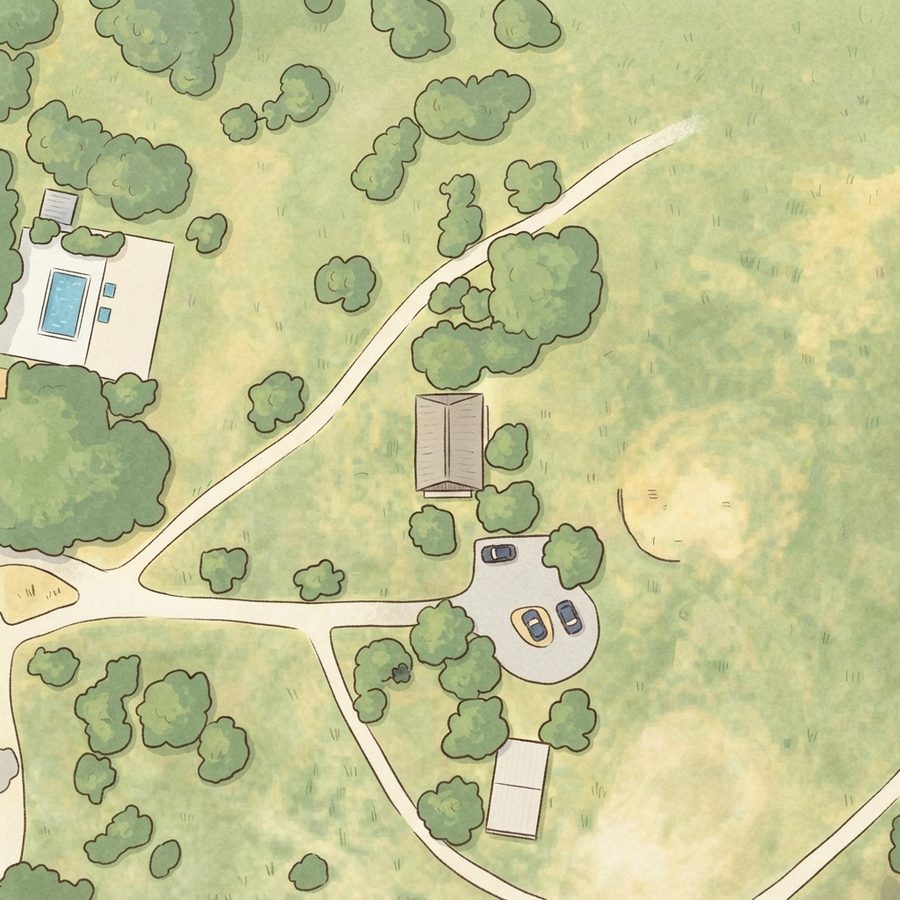 Illustrated map of Sandy Oaks City Park