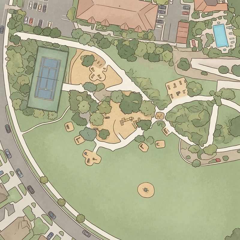 Illustrated map of Santa Cora Park
