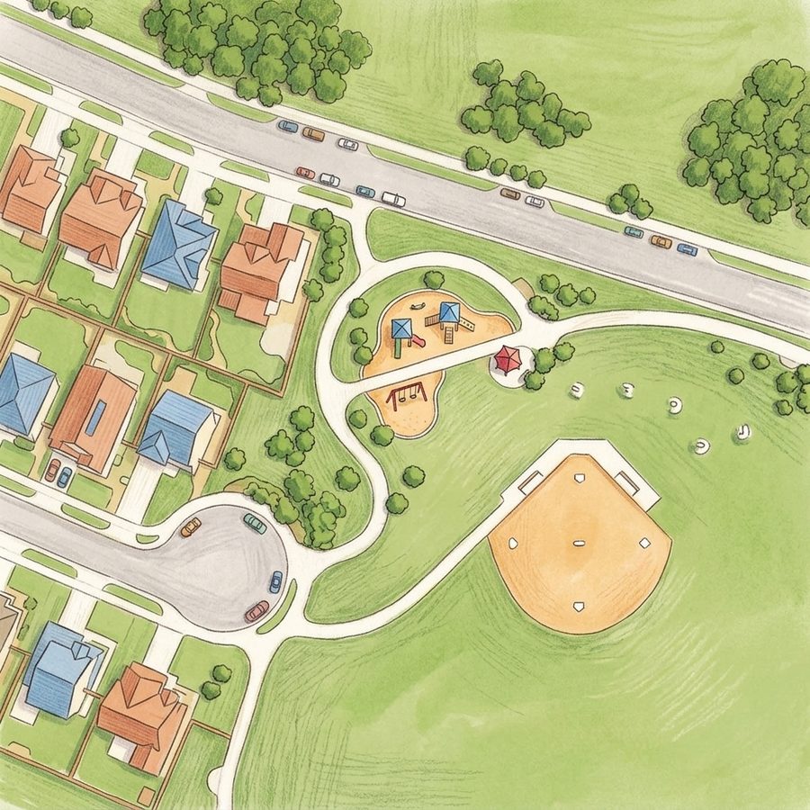 Illustrated map of Sarah George Park