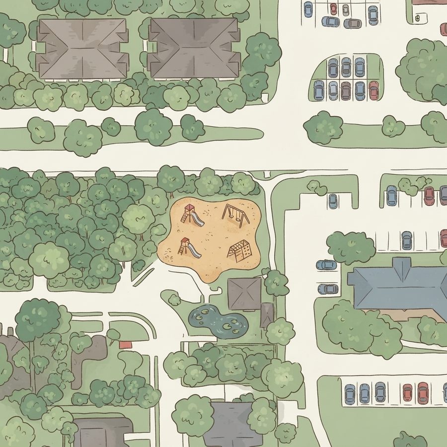 Illustrated map of Saums Pocket Park