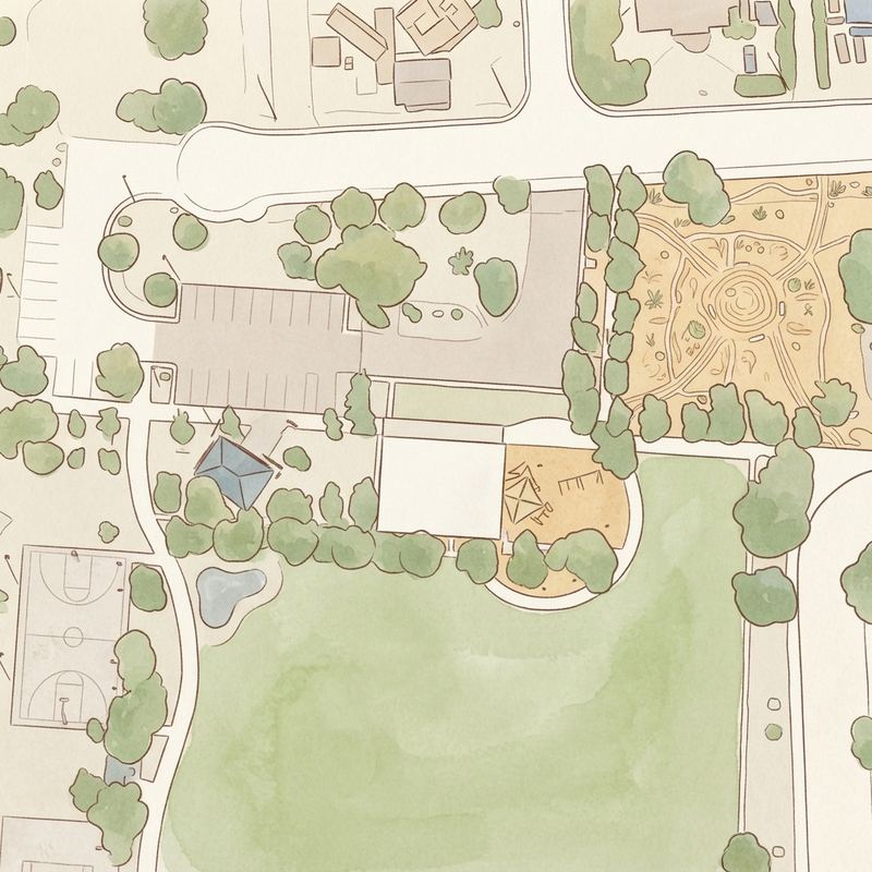 Illustrated map of Scotland Yard Park