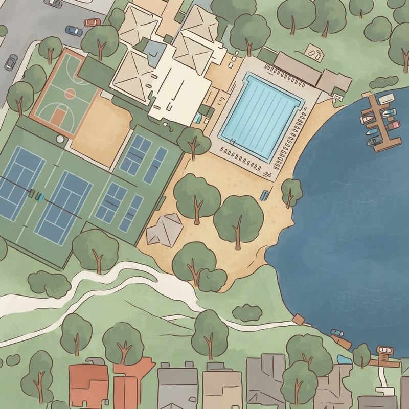 Illustrated map of Scudder Park