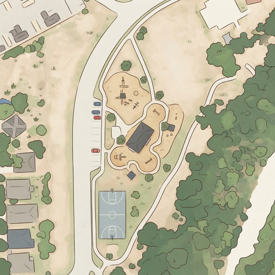 Illustrated map of Selma Splash Pad