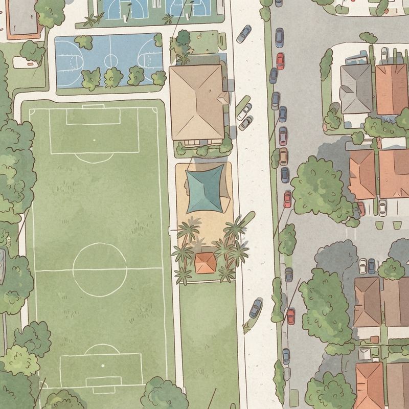 Illustrated map of Senator Roberto Casas Park