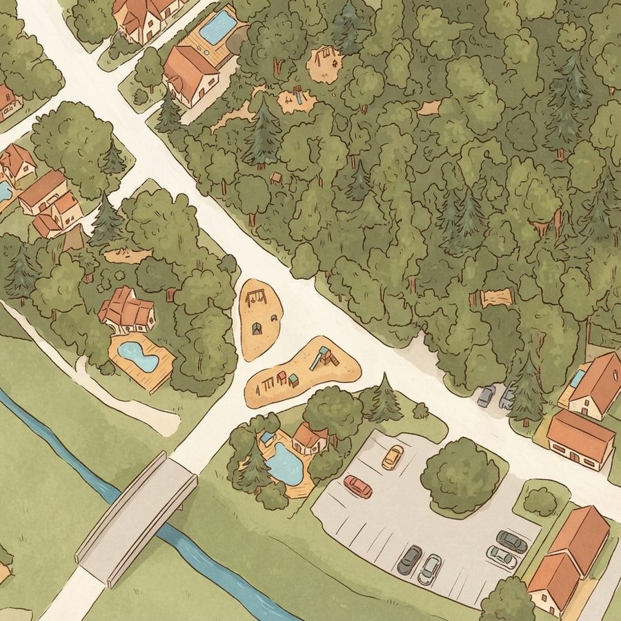 Illustrated map of Settegast Park
