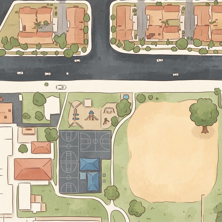 Illustrated map of Sewell School Park