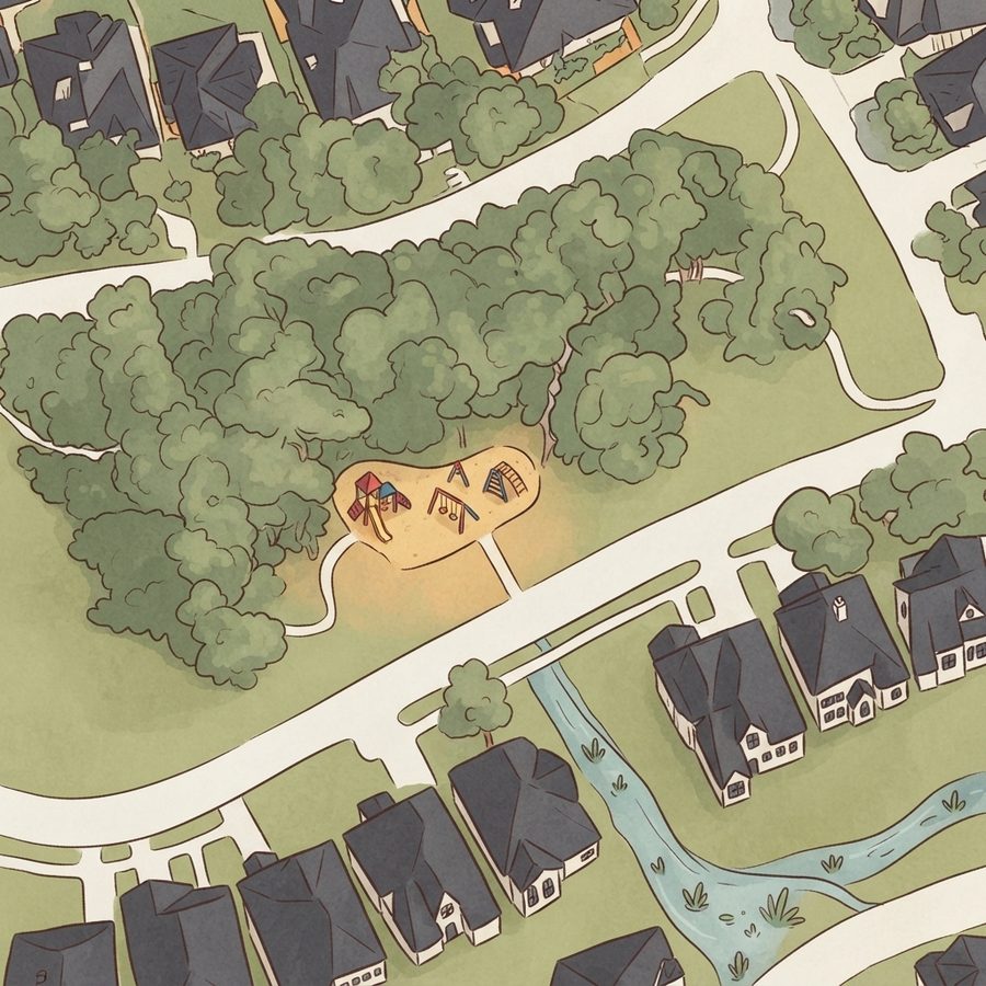 Illustrated map of Shadow Mist Park