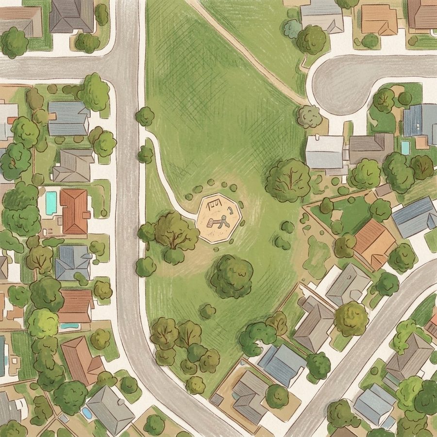 Illustrated map of Shadow Ridge Park