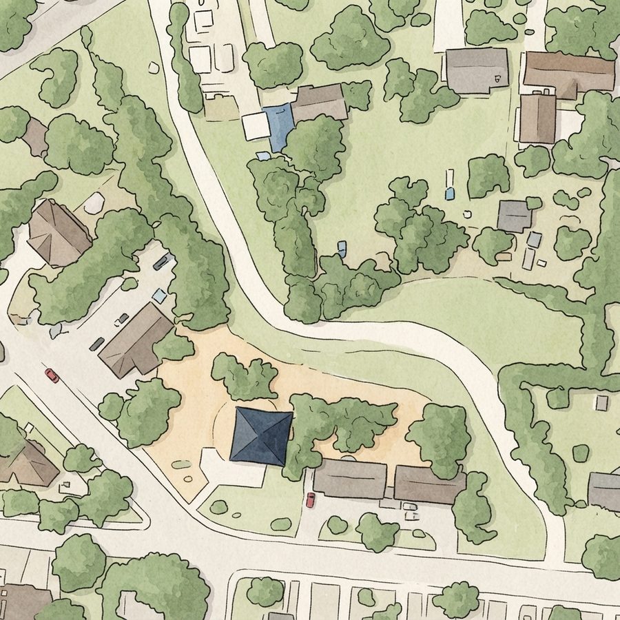 Illustrated map of Shadwell Park
