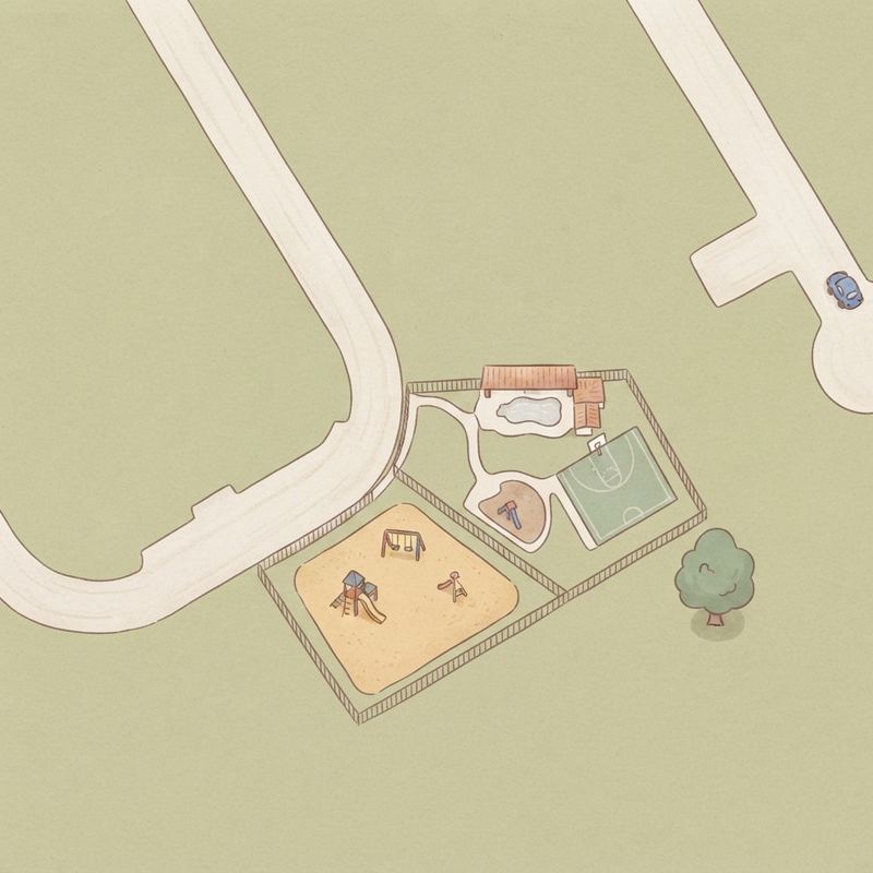 Illustrated map of Shaw Creek Community Playground