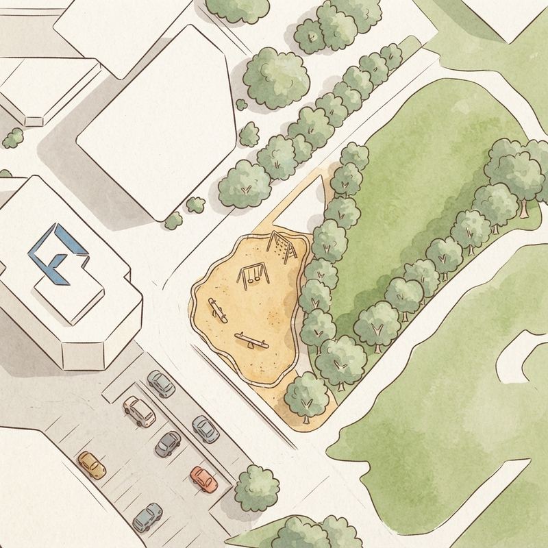 Illustrated map of Sheila and Jody Grant Children's Park