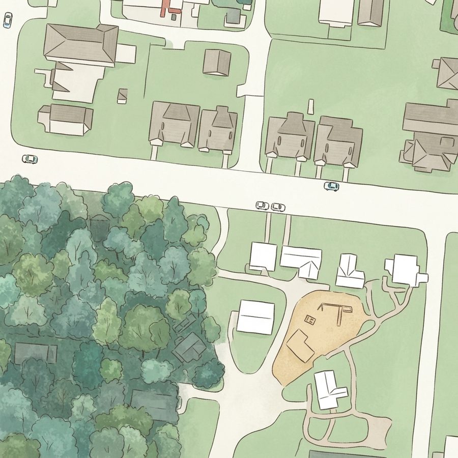 Illustrated map of Shelby Walk Park