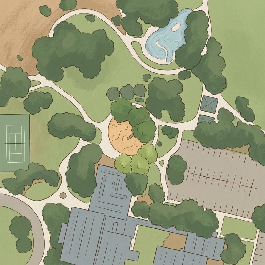 Illustrated map of Sheridan Community Park