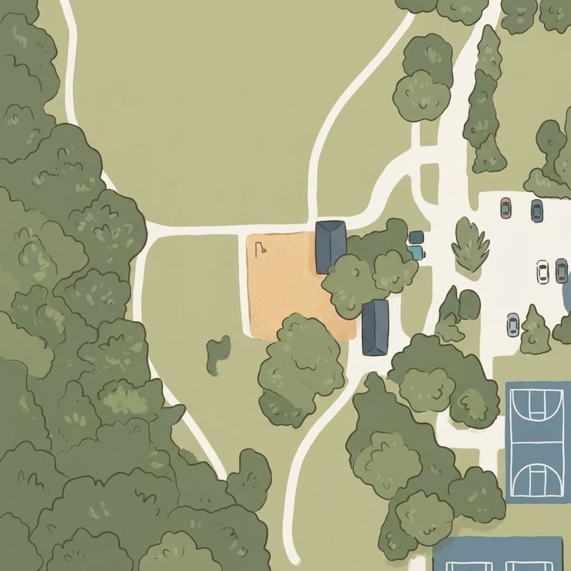Illustrated map of Shoal Creek Park I-South Entrance