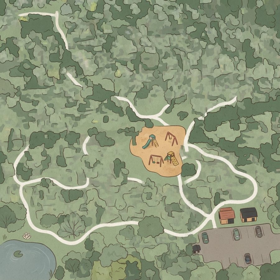 Illustrated map of Shutes Branch Recreation Area