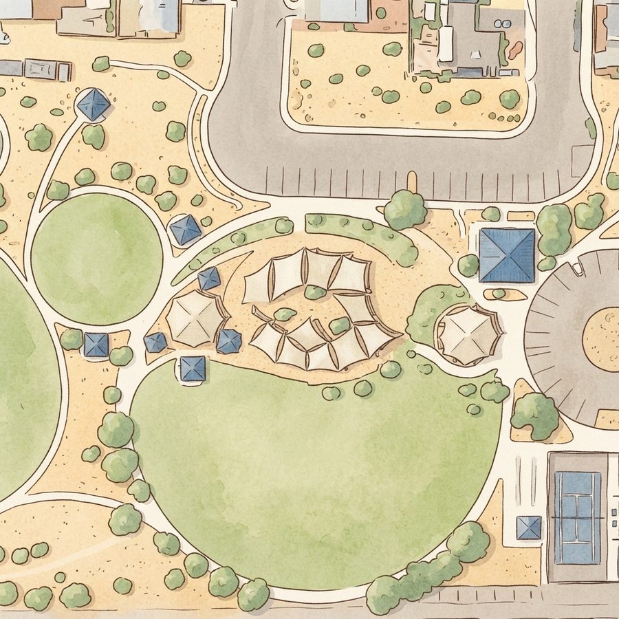 Illustrated map of Siegfried & Roy Park