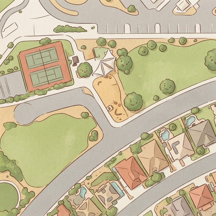 Illustrated map of Siena Heights Trailhead