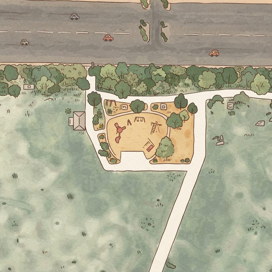 Illustrated map of Silver Bowl Park