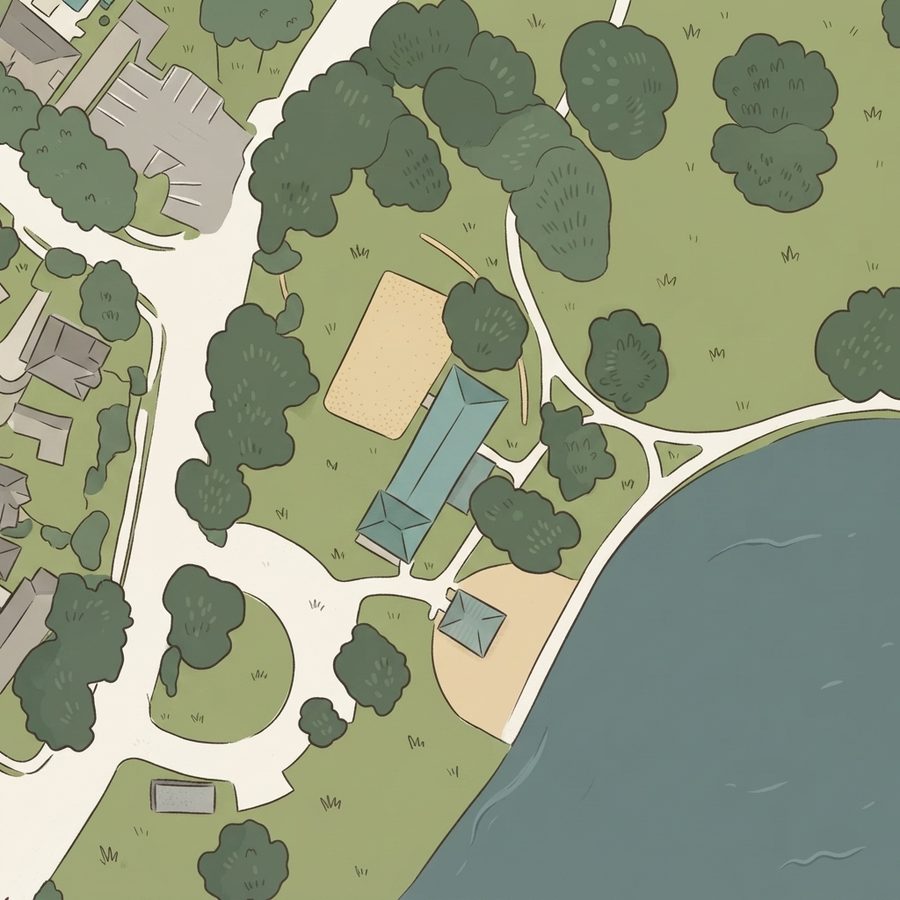 Illustrated map of Silverlake HOA Gardens ( Residents) Community Park.