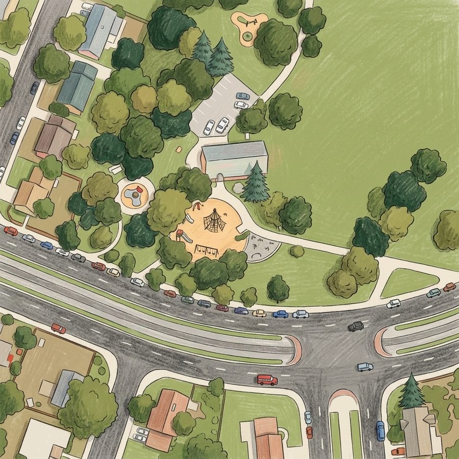 Illustrated map of Silverman Park