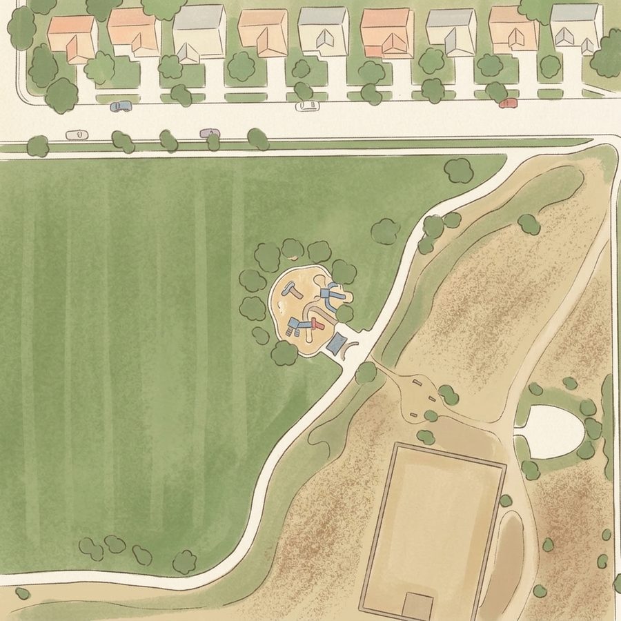 Illustrated map of Singletree Park Dog Park