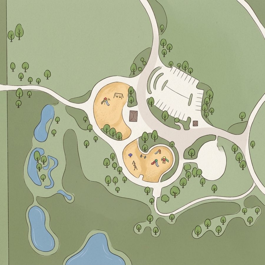 Illustrated map of Skyline Park