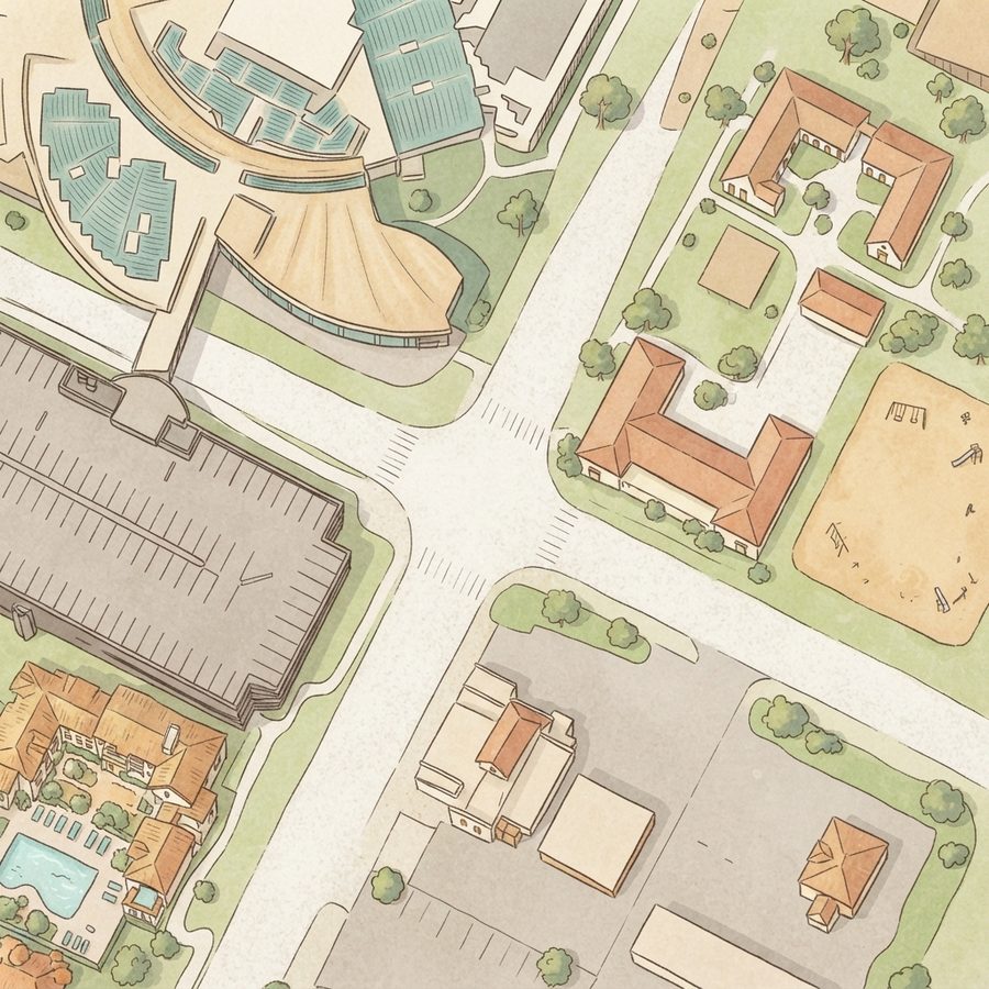 Illustrated map of SkyWorlds, Las Vegas Nvd