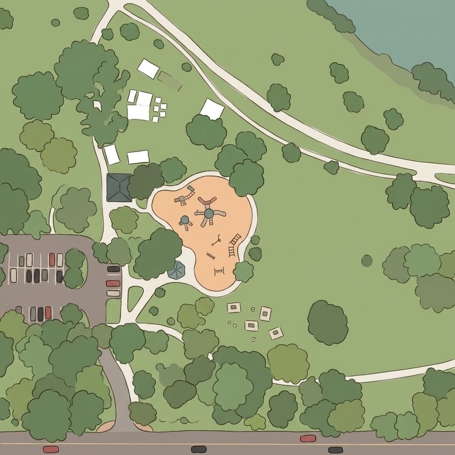 Illustrated map of Sloan's Lake Playground