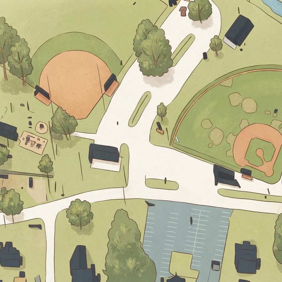Illustrated map of South Cheatham Little League (Pegram Park)