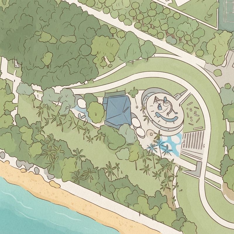 Illustrated map of South Pointe Splash Pad
