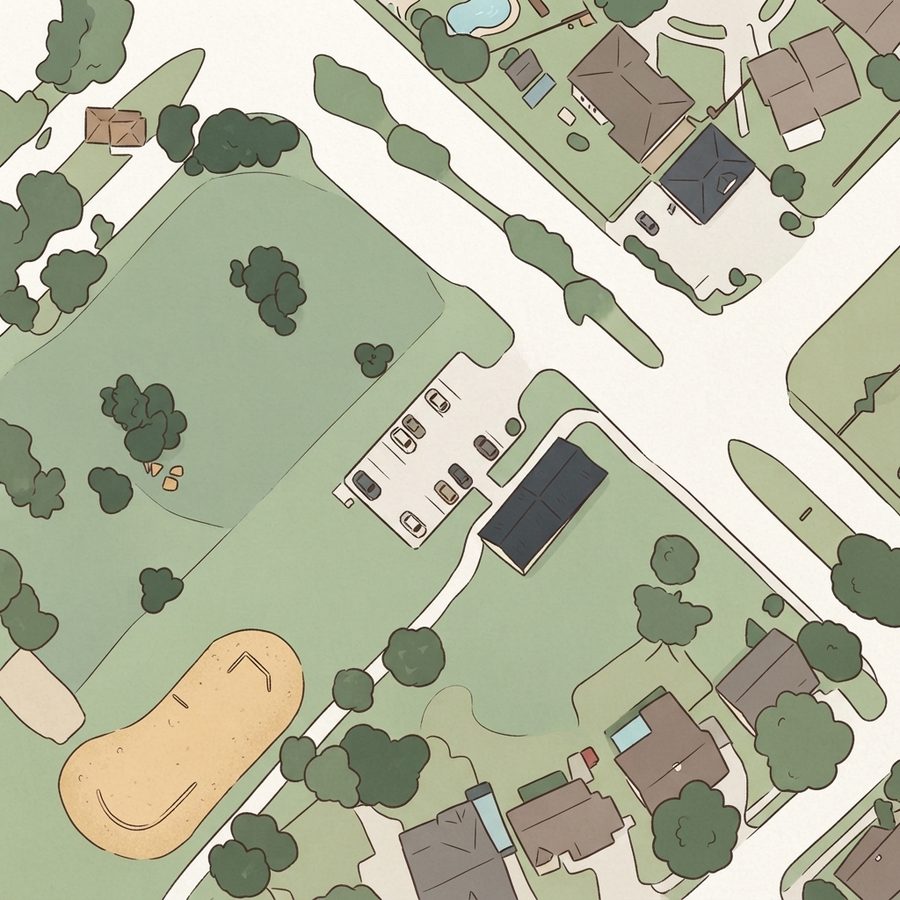 Illustrated map of Southbelt Hike & Bike Trail