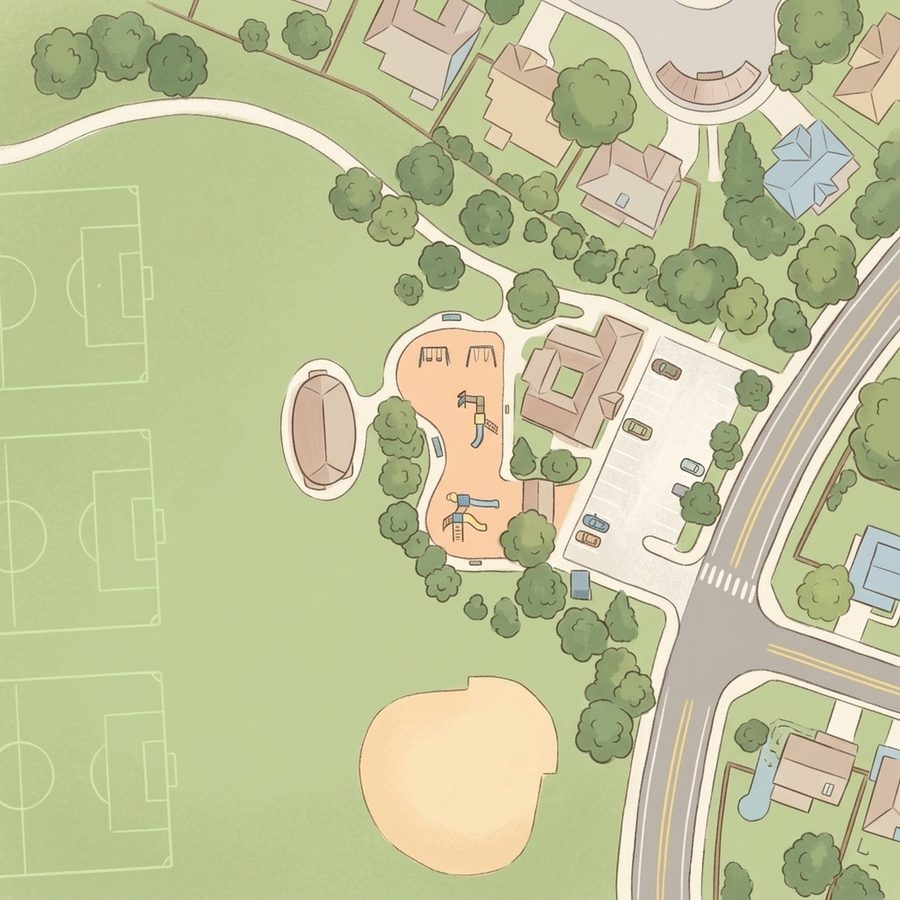Illustrated map of Southbridge Park